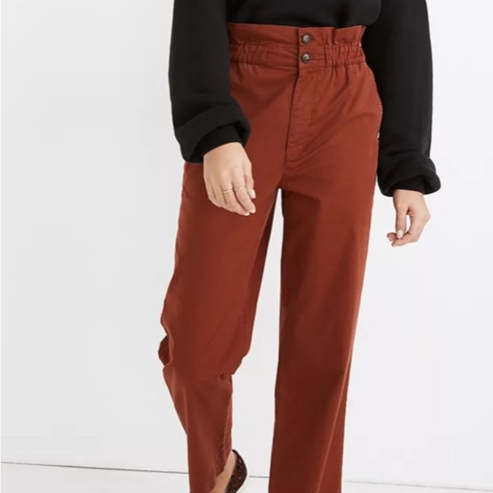 Madewell High-Waisted,
Paper-Bag Rust Pants, size 10